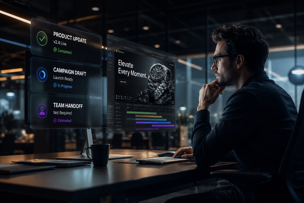 Automated campaign system turning product updates into launch assets